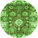 Round Abstract Green Modern Rug, abs2978grn