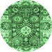 Round Abstract Emerald Green Modern Rug, abs2978emgrn