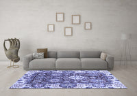 Machine Washable Abstract Blue Modern Rug, wshabs2978blu