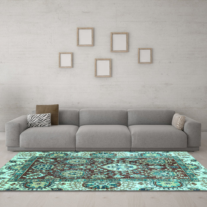 Machine Washable Abstract Light Blue Modern Rug in a Living Room, wshabs2978lblu