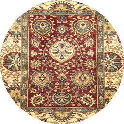 Round Abstract Chrome Gold Yellow Modern Rug, abs2978