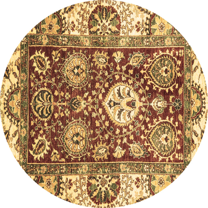 Round Abstract Brown Modern Rug, abs2978brn