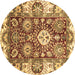 Round Abstract Brown Modern Rug, abs2978brn