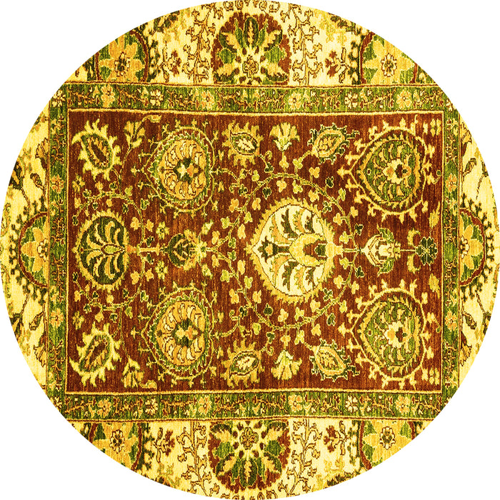 Round Abstract Yellow Modern Rug, abs2978yw