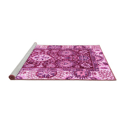 Sideview of Machine Washable Abstract Pink Modern Rug, wshabs2978pnk
