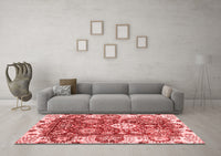 Machine Washable Abstract Red Modern Rug, wshabs2978red