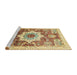 Sideview of Machine Washable Abstract Red Rug, wshabs2979