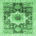 Square Machine Washable Abstract Emerald Green Modern Area Rugs, wshabs2979emgrn