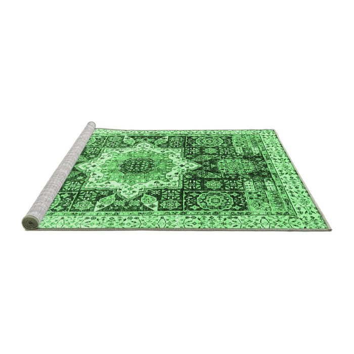 Sideview of Machine Washable Abstract Emerald Green Modern Area Rugs, wshabs2979emgrn
