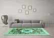 Machine Washable Abstract Turquoise Modern Area Rugs in a Living Room,, wshabs2979turq