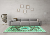 Machine Washable Abstract Turquoise Modern Rug, wshabs2979turq