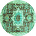 Round Abstract Turquoise Modern Rug, abs2979turq