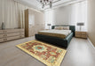 Abstract Red Modern Rug in a Bedroom, abs2979