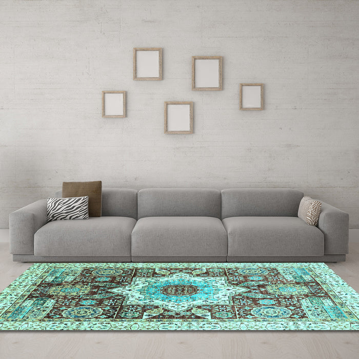 Machine Washable Abstract Light Blue Modern Rug in a Living Room, wshabs2979lblu