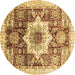 Round Abstract Brown Modern Rug, abs2979brn