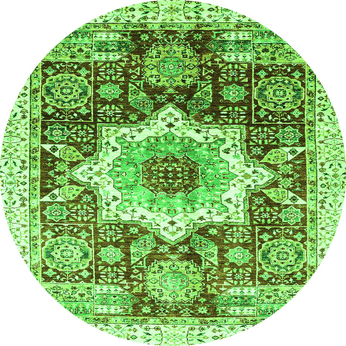 Round Machine Washable Abstract Green Modern Area Rugs, wshabs2979grn
