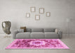 Machine Washable Abstract Pink Modern Rug in a Living Room, wshabs2979pnk