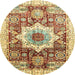 Round Abstract Red Modern Rug, abs2979