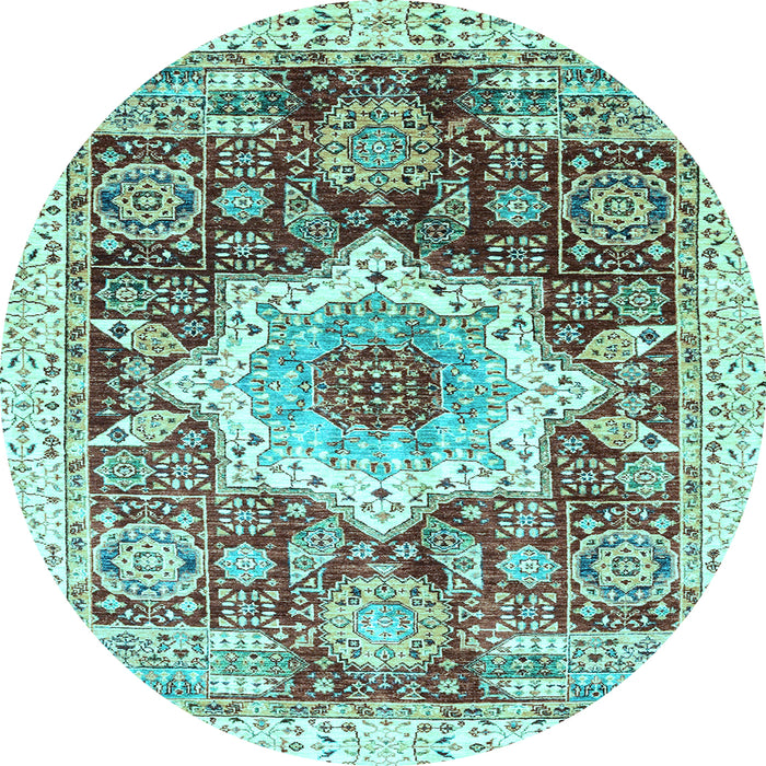 Round Machine Washable Abstract Light Blue Modern Rug, wshabs2979lblu