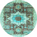 Round Machine Washable Abstract Light Blue Modern Rug, wshabs2979lblu