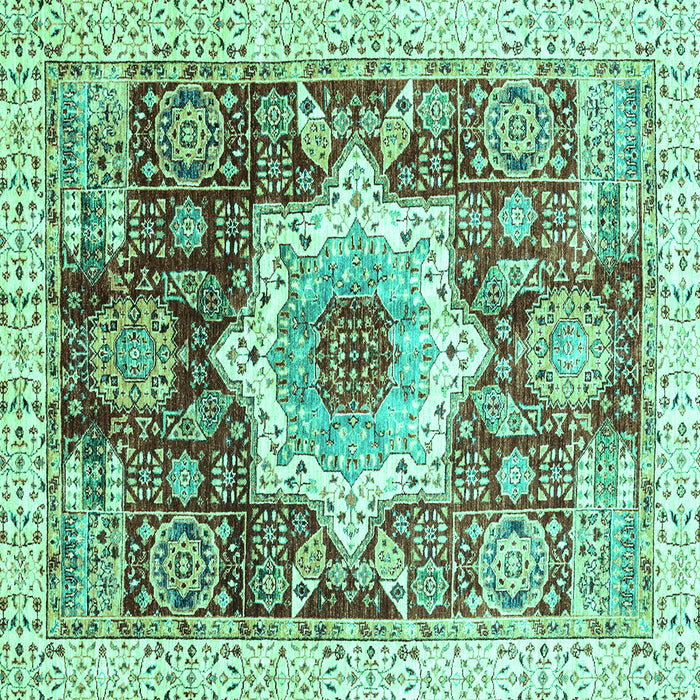 Square Machine Washable Abstract Turquoise Modern Area Rugs, wshabs2979turq