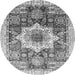 Round Machine Washable Abstract Gray Modern Rug, wshabs2979gry