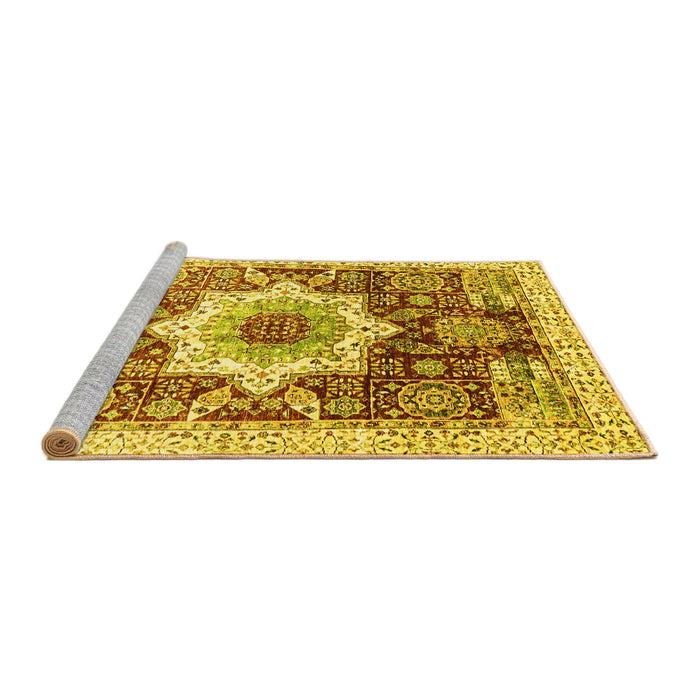 Sideview of Machine Washable Abstract Yellow Modern Rug, wshabs2979yw