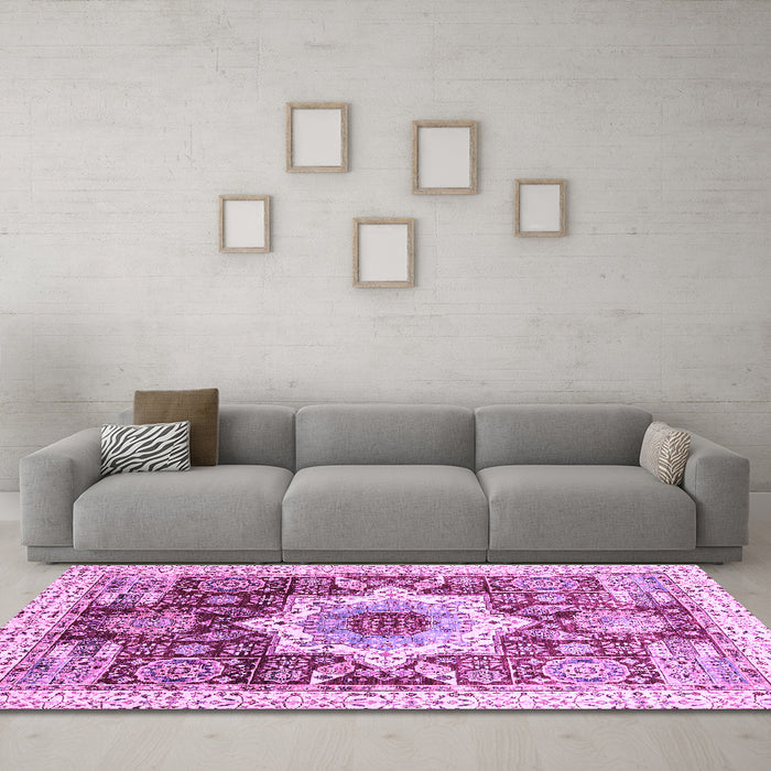 Machine Washable Abstract Purple Modern Area Rugs in a Living Room, wshabs2979pur