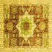 Square Abstract Yellow Modern Rug, abs2979yw