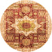 Round Abstract Orange Modern Rug, abs2979org