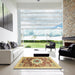 Square Abstract Red Modern Rug in a Living Room, abs2979