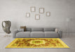 Machine Washable Abstract Yellow Modern Rug in a Living Room, wshabs2979yw