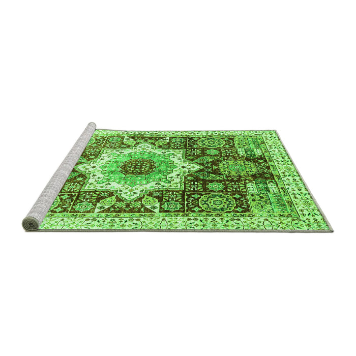 Sideview of Machine Washable Abstract Green Modern Area Rugs, wshabs2979grn