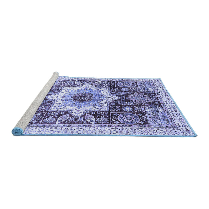 Sideview of Machine Washable Abstract Blue Modern Rug, wshabs2979blu