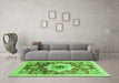 Machine Washable Abstract Green Modern Area Rugs in a Living Room,, wshabs2979grn