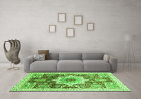 Machine Washable Abstract Green Modern Rug, wshabs2979grn