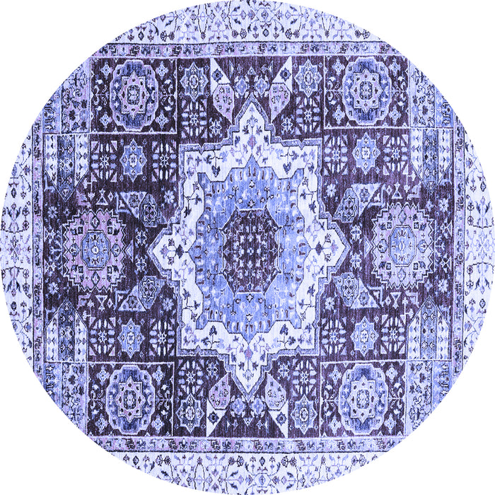 Round Abstract Blue Modern Rug, abs2979blu