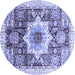 Round Abstract Blue Modern Rug, abs2979blu