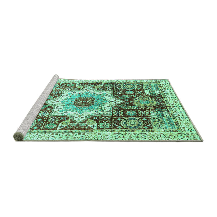 Sideview of Machine Washable Abstract Turquoise Modern Area Rugs, wshabs2979turq