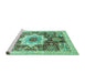 Sideview of Machine Washable Abstract Turquoise Modern Area Rugs, wshabs2979turq