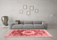 Machine Washable Abstract Red Modern Rug, wshabs2979red