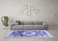 Machine Washable Abstract Blue Modern Rug, wshabs2979blu