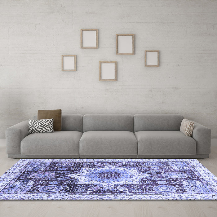 Machine Washable Abstract Blue Modern Rug in a Living Room, wshabs2979blu