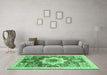 Machine Washable Abstract Emerald Green Modern Area Rugs in a Living Room,, wshabs2979emgrn