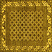 Square Machine Washable Southwestern Yellow Country Rug, wshabs297yw