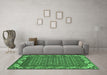 Machine Washable Southwestern Emerald Green Country Area Rugs in a Living Room,, wshabs297emgrn