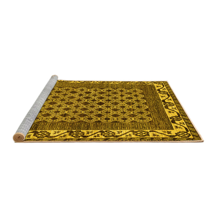 Sideview of Machine Washable Southwestern Yellow Country Rug, wshabs297yw