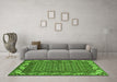 Machine Washable Southwestern Green Country Area Rugs in a Living Room,, wshabs297grn