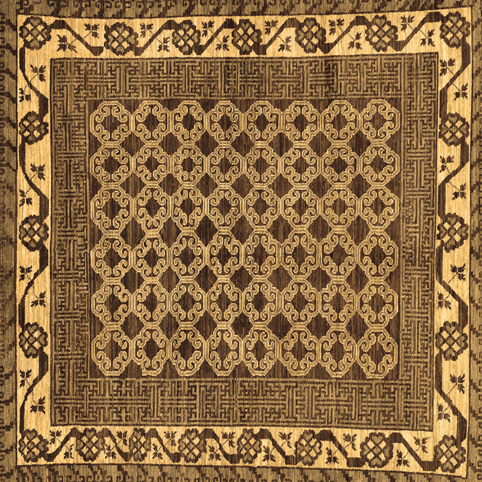 Square Machine Washable Southwestern Brown Country Rug, wshabs297brn