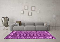 Machine Washable Southwestern Purple Country Area Rugs in a Living Room, wshabs297pur